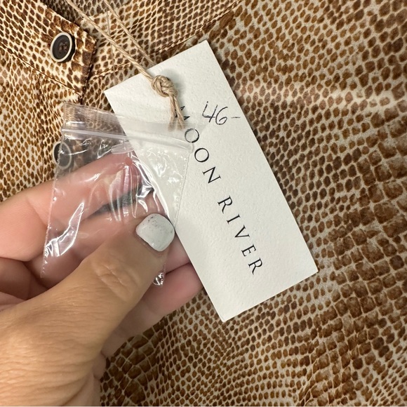 Moon River LARGE Long Brown/Tan Button up Long Lined Dress - Picture 9 of 15